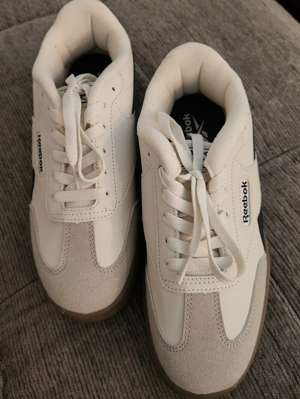 Reebok Kids Court Flex White Sneakers with Navy Accents